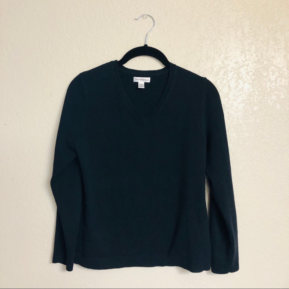 croft & barrow Black V-neck Sweater (Petite Small)